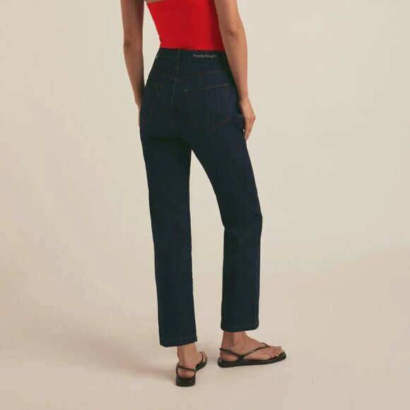 Favorite Daughter Valentina‎ Super High Rise Straight Jeans Manchester Dark 25 - Picture 3 of 8